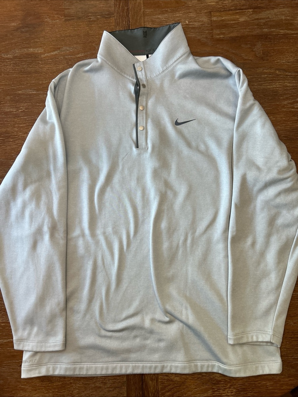 Nike Tiger Woods TW Dri Fit Golf Pullover Men's XXL Light Gray Long Sleeve